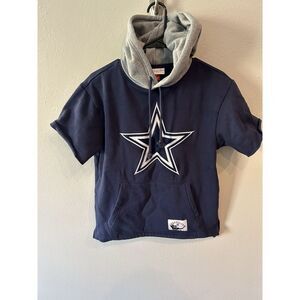 Mitchell & Ness Mens Small Short Sleeve Hoodie Dallas Cowboys Fleece